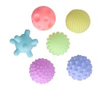 Ensemble de Balles Sensorielles Texturées, 6 Pièces, pour Le Développement du bébé, Balles à Presser Multicolores en Plastique Souple (Ton Chaud)