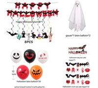 Ensemble de Ballon Halloween Decoration FONGWAN Article de Fête Bannière Crâne Citrouille Guirlande De Papier - D Multicolore G