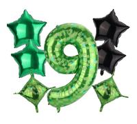 Ensemble de Ballon Pixel, 101cm Aluminium Étoile Cube Ballon Chiffre Vert pour Anniversaire Pixel Thème Jeu Décorations de Fête (9)