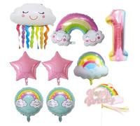 Ensemble De Ballons 1 Pièce Pour Enfant De 1 An, Drapeau 1 Pièce, Décorations D'Anniversaire, Décorations De Fête De 1Er Anniversaire, Ballons Arc-En-Ciel, Décoration De Fête Arc-En-Ciel