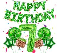 Ensemble de ballons à thème chiffre - Ballons à l'hélium en forme de chiffres pour filles et garçons - Ballons à l'hélium pour décoration de fête d'anniversaire à thème (vert + marron, 7)