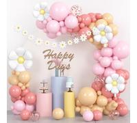 Ensemble de Ballons Anniversaire Marguerite - Kit de Guirlande Pastel Avec Bannière Fleurs, Décoration Rétro Rose Abricot Pour Mariage Bohème, Baby Shower, Anniversaire, FiançAilles