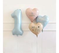 Ensemble De Ballons Bleus Chiffres 1 À 10, Ballons En Aluminium En Forme D'étoile Et De Cœur Avec Ballon Allongé, For Décorations De Fête D'anniversaire, De 1er Anniversaire De Naissance(1)