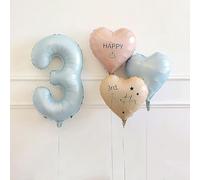 Ensemble De Ballons Bleus Chiffres 1 À 10, Ballons En Aluminium En Forme D'étoile Et De Cœur Avec Ballon Allongé, For Décorations De Fête D'anniversaire, De 1er Anniversaire De Naissance(3)