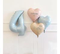 Ensemble De Ballons Bleus Chiffres 1 À 10, Ballons En Aluminium En Forme D'étoile Et De Cœur Avec Ballon Allongé, For Décorations De Fête D'anniversaire, De 1er Anniversaire De Naissance(4)