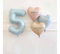 Ensemble De Ballons Bleus Chiffres 1 À 10, Ballons En Aluminium En Forme D'étoile Et De Cœur Avec Ballon Allongé, For Décorations De Fête D'anniversaire, De 1er Anniversaire De Naissance(5)