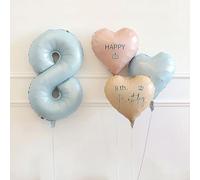 Ensemble De Ballons Bleus Chiffres 1 À 10, Ballons En Aluminium En Forme D'étoile Et De Cœur Avec Ballon Allongé, For Décorations De Fête D'anniversaire, De 1er Anniversaire De Naissance(8)