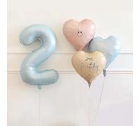 Ensemble De Ballons Bleus Chiffres 1 À 10, Ballons En Aluminium En Forme D'étoile Et De Cœur Avec Ballon Allongé, For Décorations De Fête D'anniversaire, De 1er Anniversaire De Naissance(2)