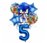 Ensemble de ballons combinés numériques sur le thème du sonique bleu, décoration d'anniversaire, cadeau pour enfants, offre spéciale 6pcs02