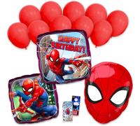 Ensemble de ballons d'anniversaire Spiderman - Lot de 3 ballons décoratifs Spider-Man en aluminium et autocollants, plus | Décorations de ballons Spiderman de 43,2 cm pour fêtes