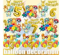 Ensemble de ballons de décoration pour fête d'anniversaire Pokémon Pikachu POKEMON GO Eevee Charizard Squirtle Ballon en feuille 3D debout Fournitures de fête B style 10
