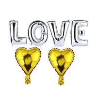 Ensemble de ballons de feuille d'amour de 40 pouces, proposition de mariage en or Décorations de fête d'anniversaire avec des formes de cœur (Love Silver)