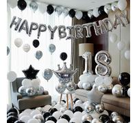 Ensemble de ballons décoratifs noirs et argentés, parfaits pour les anniversaires, les confessions d'amour et les propositions de mariage. (nombre10)