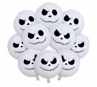 Ensemble de ballons d'Halloween en forme de tête de mort - 45,7 cm - Motif tête de mort - Jack L'Étrange Noël de monsieur Jack - Kit de ballons en aluminium Mylar pour enfants - Décoration de fête