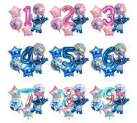 Ensemble de ballons en aluminium Alien de dessin animé, ballons numériques de 0 à 9, ballons imprimés, décoration de fond pour anniversaire, fête, accessoires photo 4-pink