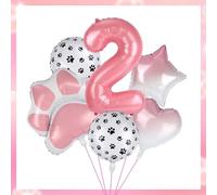 Ensemble de Ballons en Aluminium Numérotés de 81 cm, Motif Dessin Animé Rose Patte Chien Étoile Cœur Décoration Fête pour Anniversaire (2)