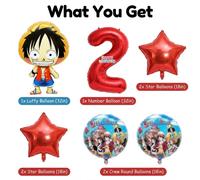 Ensemble de ballons en feuille d'aluminium One Piece Luffy dégradé or, rouge et bleu avec chiffres 0-9, décoration de fête d'anniversaire anime, cadeau pour l'anniversaire d'un ami 1