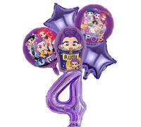 Ensemble de ballons en feuille K-Pop pour groupe de filles, chiffres 1-9 et ballons étoiles violettes, décorations de gâteau pour fête d'anniversaire et accessoires photo A5 500pcs Sticker