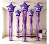 Ensemble de ballons étoiles à cinq branches et rideaux de pluie à franges pour fêtes d'anniversaire, mariages, baby showers, décorations de fête (plusieurs couleurs) Style 7
