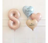 Ensemble De Ballons Roses Chiffres 1 À 10, Ballons En Aluminium En Forme D'étoile Et De Cœur Avec Ballon Long, for Décorations De Fête D'anniversaire, De 1er Anniversaire De Naissance(8)