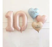 Ensemble De Ballons Roses Chiffres 1 À 10, Ballons En Aluminium En Forme D'étoile Et De Cœur Avec Ballon Long, for Décorations De Fête D'anniversaire, De 1er Anniversaire De Naissance(10)