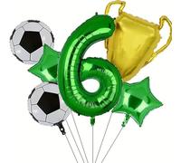 Ensemble de ballons sur le thème du Football, 6 pièces, 32 pouces, vert, numéro 1-9, ballon d'anniversaire, trophée, en Film d'aluminium, décoration fête Pour Championnat Monde Fête(Color6)
