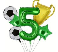 Ensemble de ballons sur le thème du Football, 6 pièces, 32 pouces, vert, numéro 1-9, ballon d'anniversaire, trophée, en Film d'aluminium, décoration fête Pour Championnat Monde Fête(Color5)