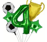 Ensemble de ballons sur le thème du Football, 6 pièces, 32 pouces, vert, numéro 1-9, ballon d'anniversaire, trophée, en Film d'aluminium, décoration fête Pour Championnat Monde Fête(Color4)