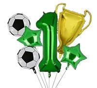 Ensemble de ballons sur le thème du Football, 6 pièces, 32 pouces, vert, numéro 1-9, ballon d'anniversaire, trophée, en Film d'aluminium, décoration fête Pour Championnat Monde Fête(Color1)