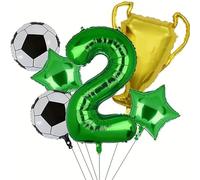 Ensemble de ballons sur le thème du Football, 6 pièces, 32 pouces, vert, numéro 1-9, ballon d'anniversaire, trophée, en Film d'aluminium, décoration fête Pour Championnat Monde Fête(Color2)