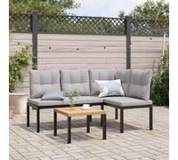 Ensemble de banc de jardin avec coussins 3 pcs noir vidaXL