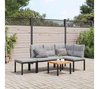 Ensemble de banc de jardin avec coussins 4 pièces noir