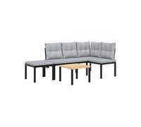 Ensemble de banc de jardin avec coussins 4 pièces noir