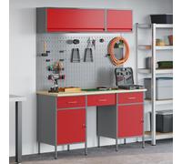 Ensemble De Banc De Travail 8 Pièces Vidaxl En Acier Rouge