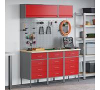 Ensemble De Banc De Travail De 8 Pièces En Acier Rouge Vidaxl