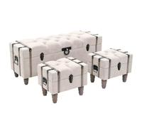 Ensemble De Bancs De Rangement 3 Pcs Bois Massif Et Acier Blanc