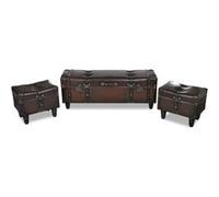 Ensemble de bancs de rangement 3 pcs Marron Marron G