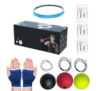 Ensemble de bandeau de boxe avec balles de réflexe - Entraînement réglable - Bandeau avec bandages pour les mains - Équipement de boxe débutant pour les compétences de combat et la coordination de la