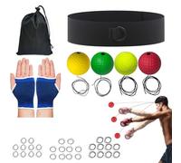 Ensemble de bandeaux de boxe Reflexball - Entraîneur de vitesse de 6 cm - Outil de réaction en PU - Équipement d'exercice de frappe réglable avec plusieurs balles lestées - Équipement de fitness pour