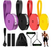 Ensemble De Bandes De Résistance ¿ 4 Pièces Avec Sac De Transport, Poignées, Housses De Protection Et Ancrages De Porte, Bandes De Résistance Pour Étirements, Fitness, Musculation[Ela710027]