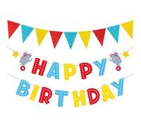 Ensemble de bannières d'anniversaire de cirque - Banderole « Happy Birthday » et bannière dorée pour décoration de fête de carnaval (kit de bricolage)
