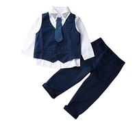 Ensemble de baptême pour garçons 4 pièces robe de mariée costume garçons Gentleman costume chemise à manches longues + nœud papillon + gilet + bretelles costume de fête