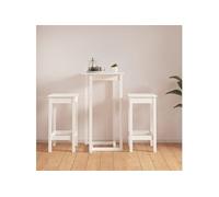 Ensemble de bar 3 pcs Blanc Bois de pin massif3124728