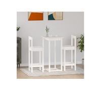 Vidaxl Ensemble De Bar 3 Pcs Blanc Bois De Pin Massif Blanc
