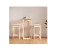 Ensemble de bar 3 pcs Bois de pin massif Bois G