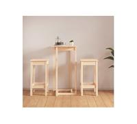 Ensemble de bar 3 pcs Bois de pin massif Bois G