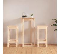 Vidaxl Ensemble De Bar 3 Pcs Bois De Pin Massif Marron
