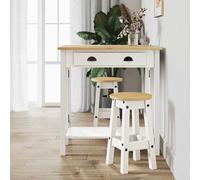 vidaXL Ensemble de bar 3 pièces Blanc Bois de pin massif