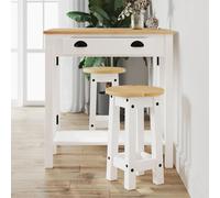 Vidaxl Ensemble De Bar 3 Pcs Blanc Bois De Pin Massif Blanc