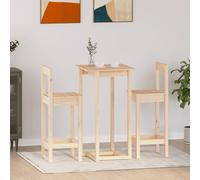 vidaXL Ensemble de bar 3 pcs Bois de pin massif3124732 Bois G